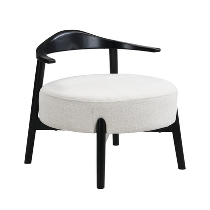 Beige Black Solid Wood Accent Chair for Dining Room Seating