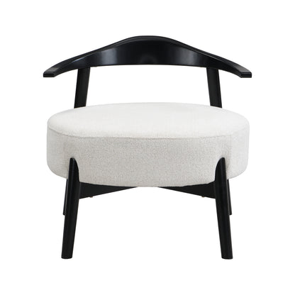 Beige Black Solid Wood Accent Chair for Dining Room Seating