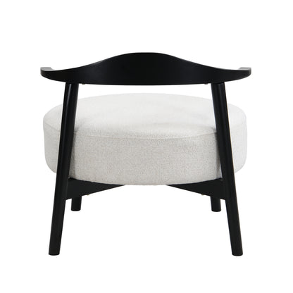 Beige Black Solid Wood Accent Chair for Dining Room Seating
