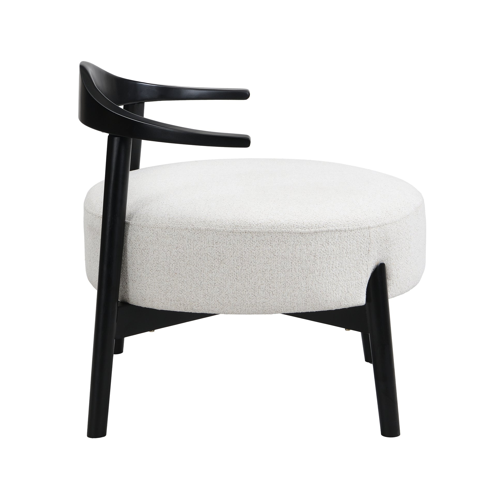 Beige Black Solid Wood Accent Chair for Dining Room Seating