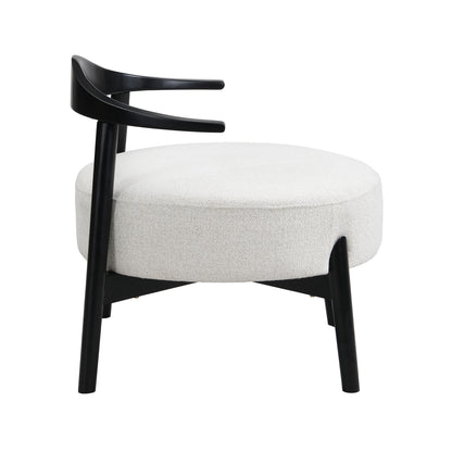 Beige Black Solid Wood Accent Chair for Dining Room Seating
