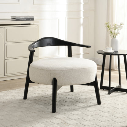 Upholstered Accent Chair, Modern Living Room Chairs, Reading Armchair for Sunroom Bedroom, Beige, Supports 300lbs