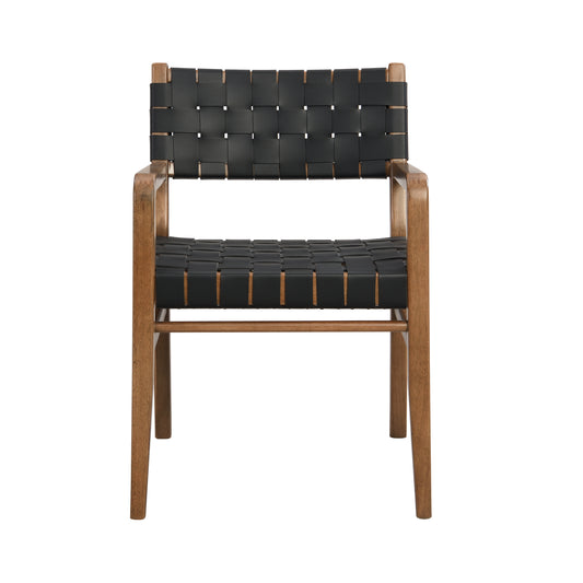 Black PU Leather Dining Chair Set with Rubberwood Frame