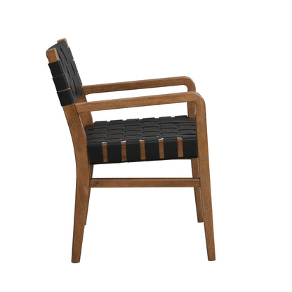 Black PU Leather Dining Chair Set with Rubberwood Frame