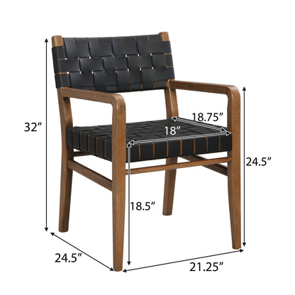 Black PU Leather Dining Chair Set with Rubberwood Frame