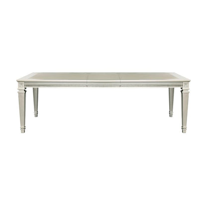 Modern Glam Design 1pc Dining Table with Extension Leaf Silver Finish Acrylic Inset Framing Dining Room Furniture