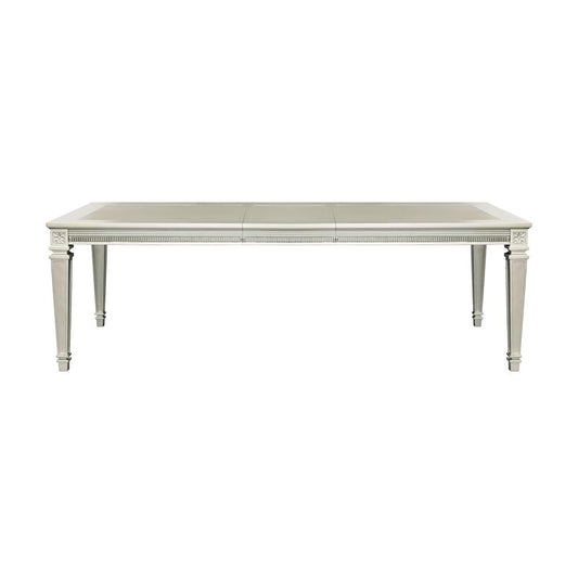 Modern Glam Design 1pc Dining Table with Extension Leaf Silver Finish Acrylic Inset Framing Dining Room Furniture