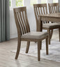 Dining Room Furniture Side Chairs 2pc Set Wire Brushed Brown Finish Vertical Slat Back Design Wooden Chairs Set