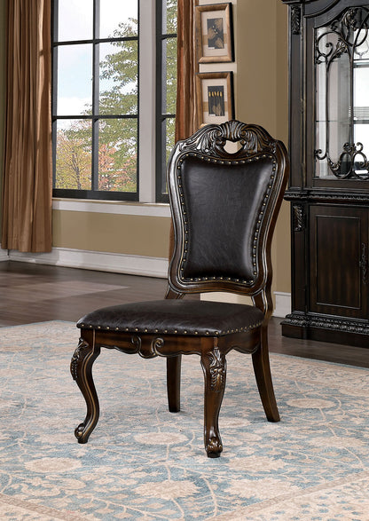 Dark Brown Walnut Dining Chairs - Set of 2