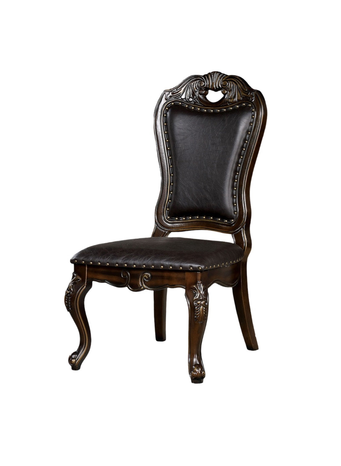 Dark Brown Walnut Dining Chairs - Set of 2