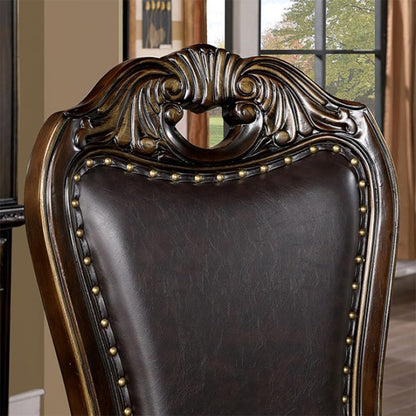 Dark Brown Walnut Dining Chairs - Set of 2