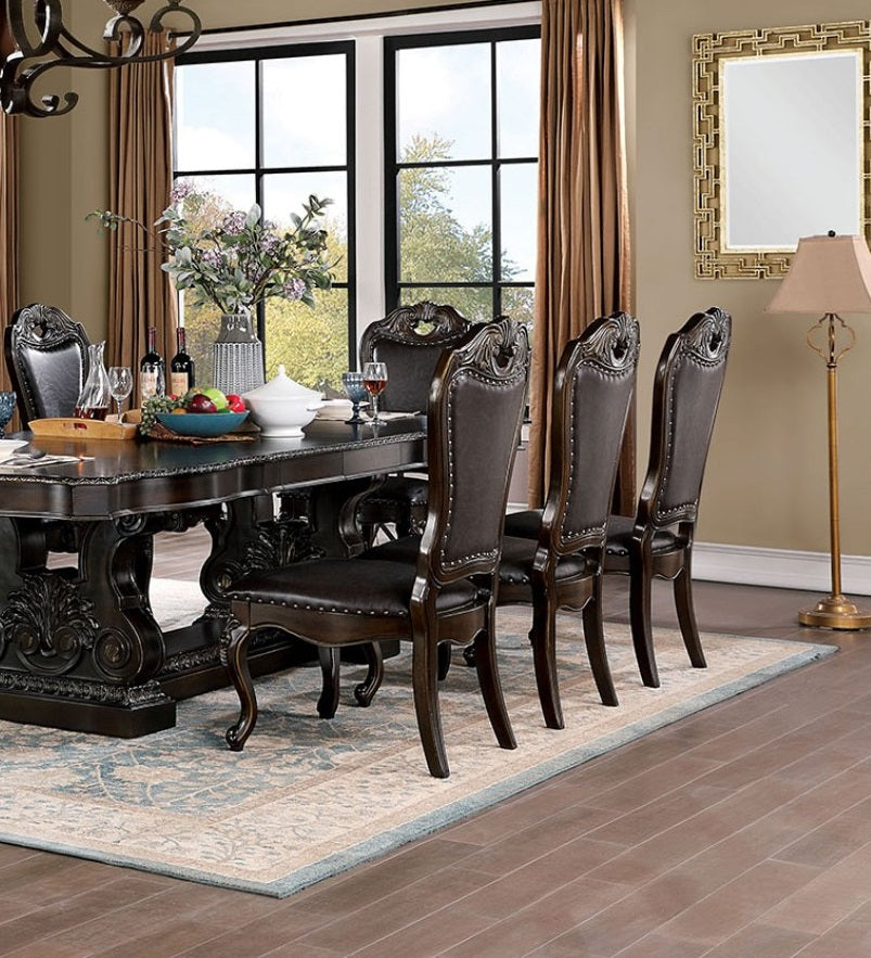 Dark Brown Walnut Dining Chairs - Set of 2