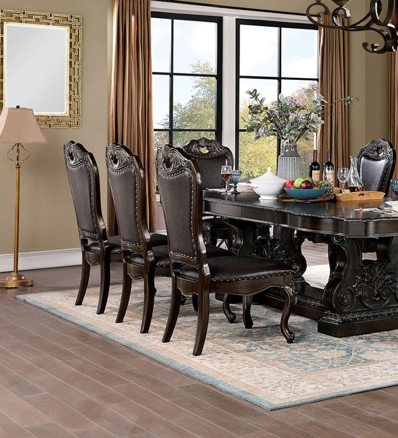 Dark Brown Walnut Dining Chairs - Set of 2