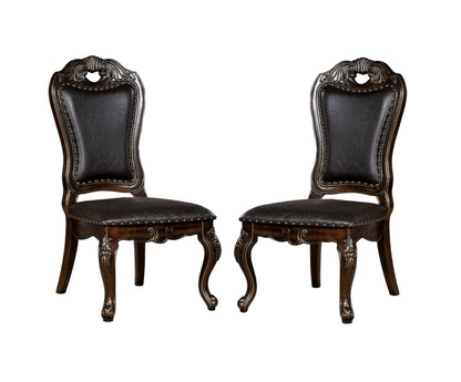 Dark Brown Walnut Dining Chairs - Set of 2