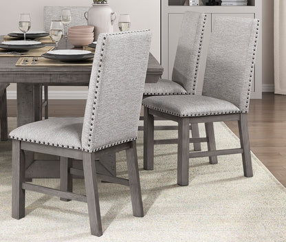 Beige Fabric Side Chairs 2 Piece Dining Set