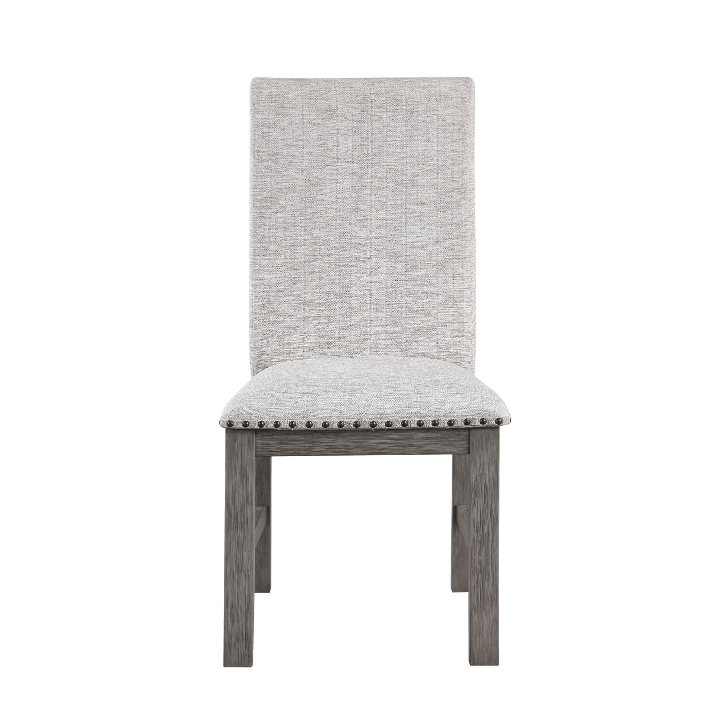 Beige Fabric Side Chairs 2 Piece Dining Set