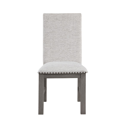Beige Fabric Side Chairs 2 Piece Dining Set