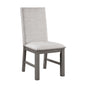 Dining Chairs 2pc Set Beige Fabric Upholstered Seat and Back Nailhead Trim Gray Finish Wood Frame Rustic Design Dining Furniture