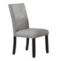 Grey Fabric Modern Set of 2 Dining Chairs Plush Cushion Side Chairs Nailheads Trim Wooden Chair Kitchen Dining Room