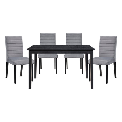 Black Velvet Wood Side Chairs for Casual Dining Room Seating