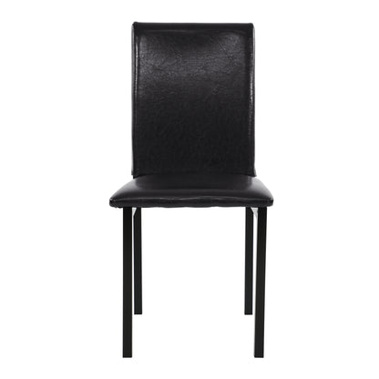 Set of 4 Metal Frame Chairs Brown Faux Leather Dining Side Chairs