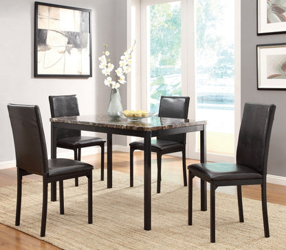 Set of 4 Metal Frame Chairs Brown Faux Leather Dining Side Chairs