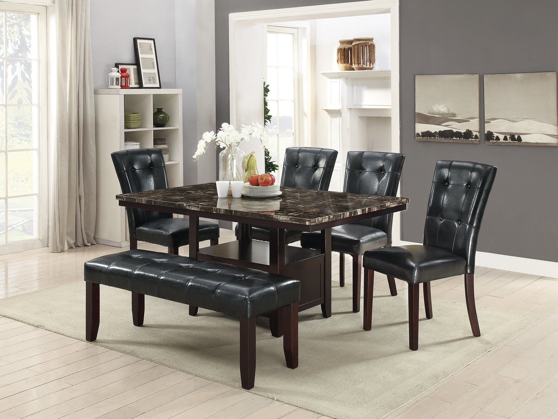 Black Dining Chairs Set of 2 - Modern Birch Wood