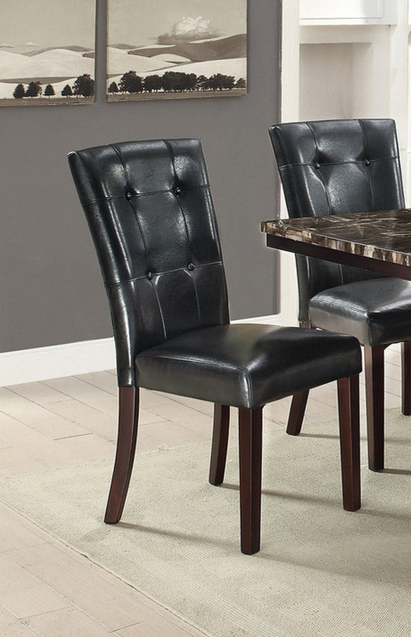 Black Dining Chairs Set of 2 - Modern Birch Wood