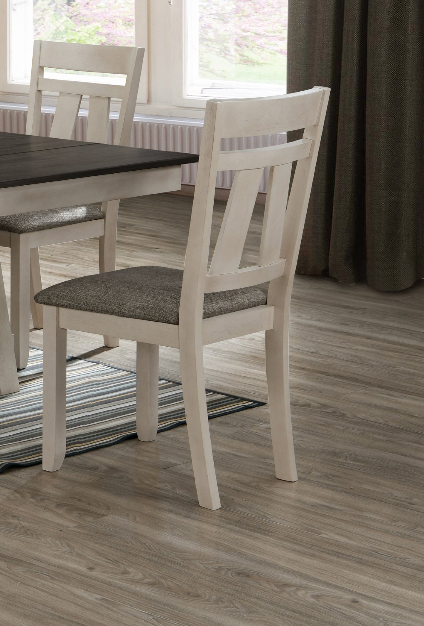 Cream Wood Dining Chairs Set for Cottage Style Kitchen Storage