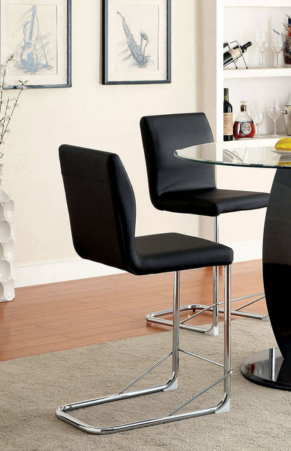 Modern Black Dining Chairs - Set of 2 Chrome Legs