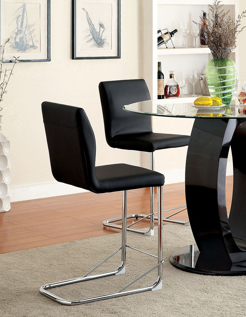 Modern Black Dining Chairs - Set of 2 Chrome Legs