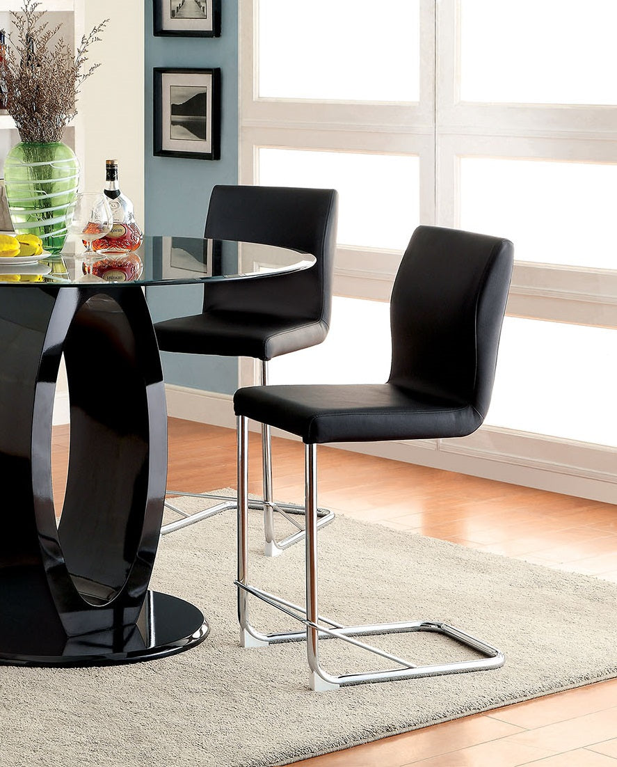 Modern Black Dining Chairs - Set of 2 Chrome Legs