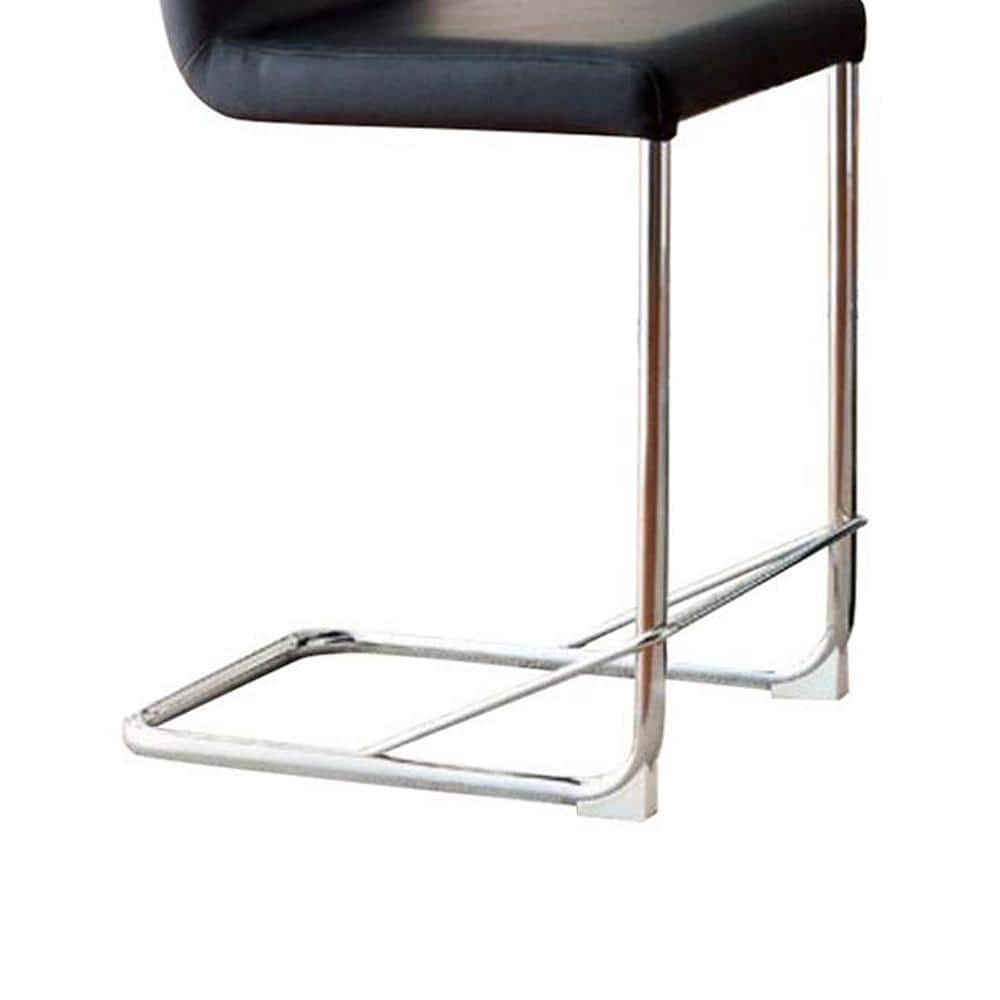 Modern Black Dining Chairs - Set of 2 Chrome Legs