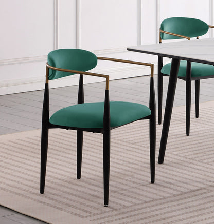 Modern Contemporary 2pcs Side Chairs Green Fabric Upholstered Ultra Stylish Chairs Set