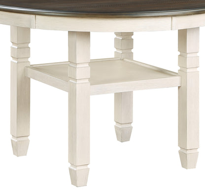 Brown White Dining Table - 4 Person Transitional Style