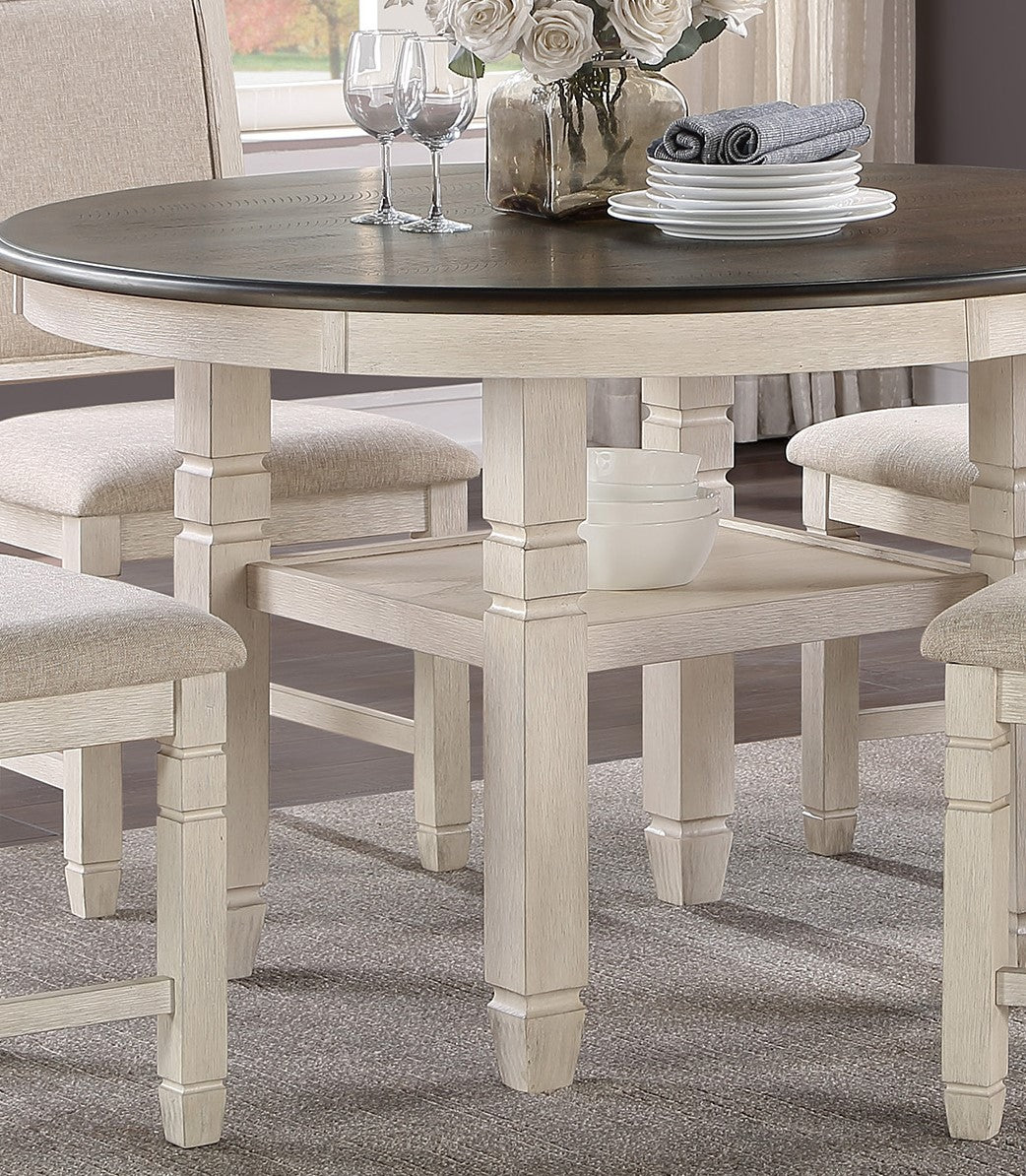 Brown White Dining Table - 4 Person Transitional Style