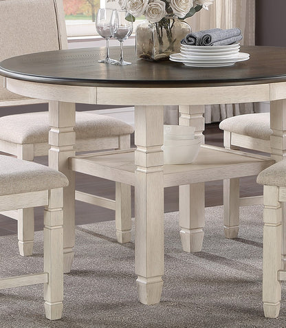 Brown White Dining Table - 4 Person Transitional Style