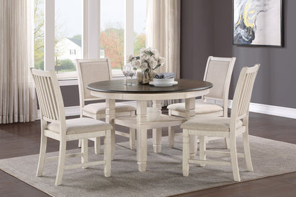 Brown White Dining Table - 4 Person Transitional Style