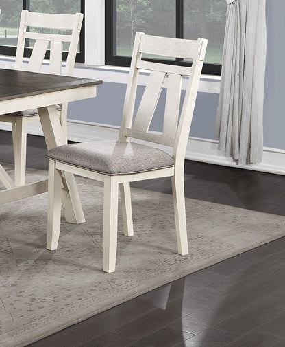 Solid Wood Dining Chairs Set Antique White Gray for Dining Room