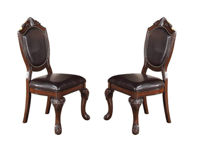 Brown Rubberwood Dining Chairs - Set of 2