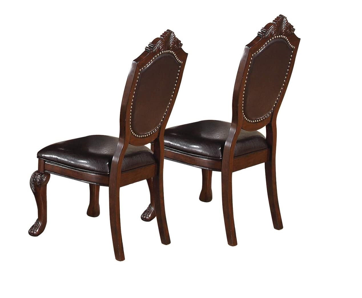 Brown Rubberwood Dining Chairs - Set of 2