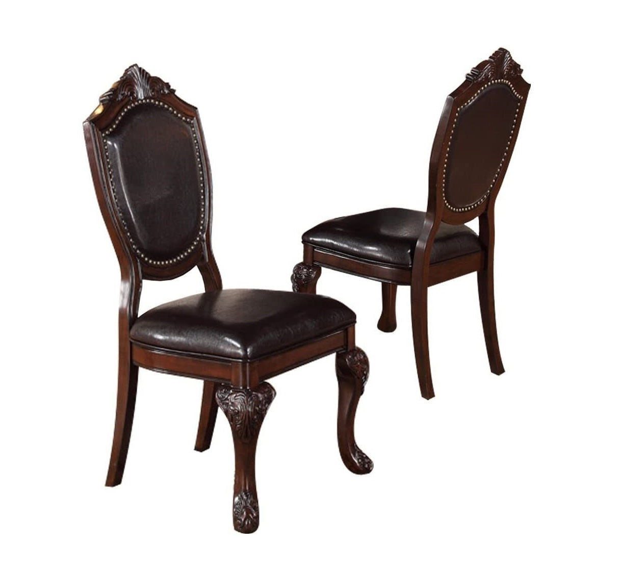 Brown Rubberwood Dining Chairs - Set of 2