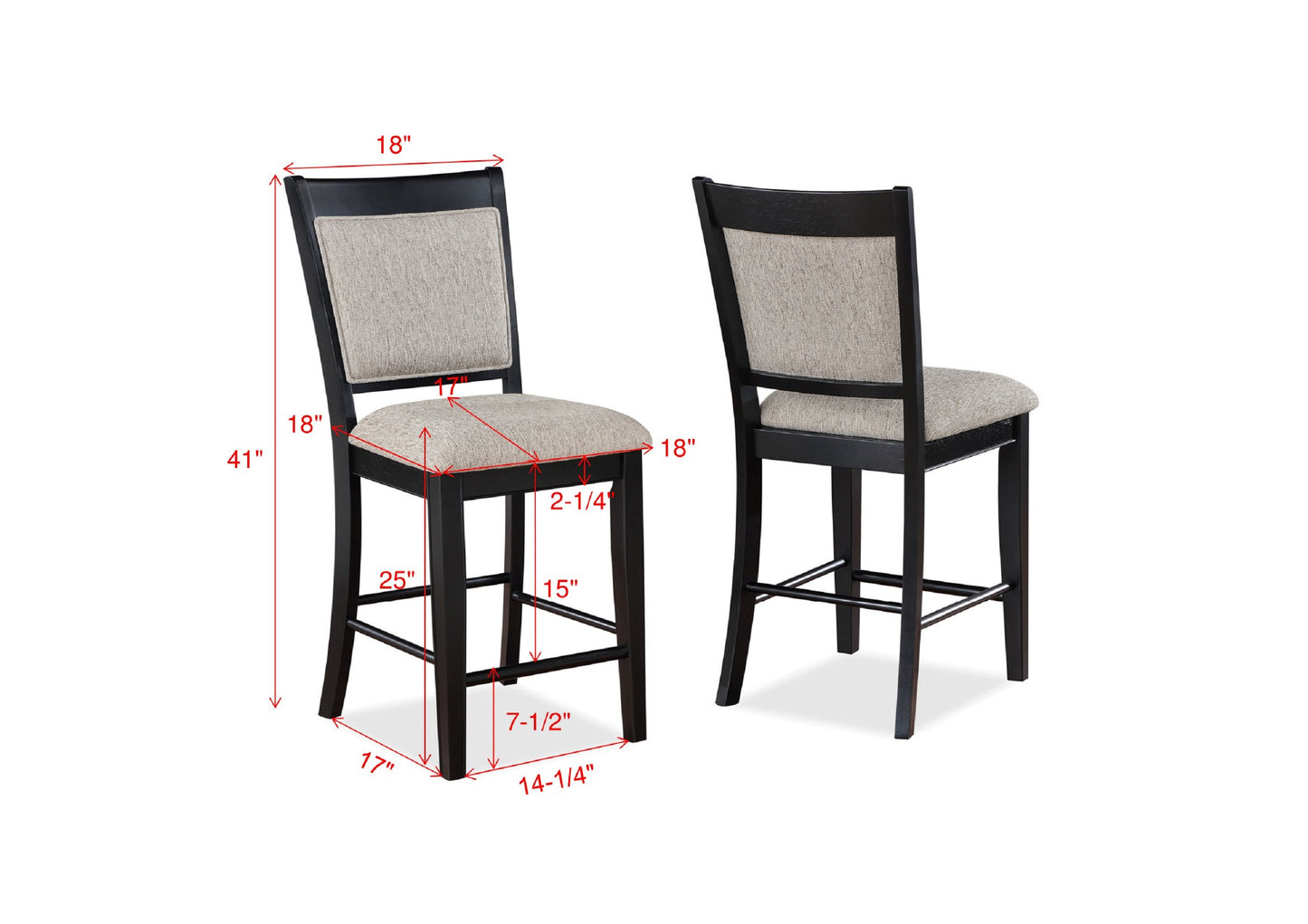 Farmhouse Dining Chairs - Gray Counter Height Set of 2