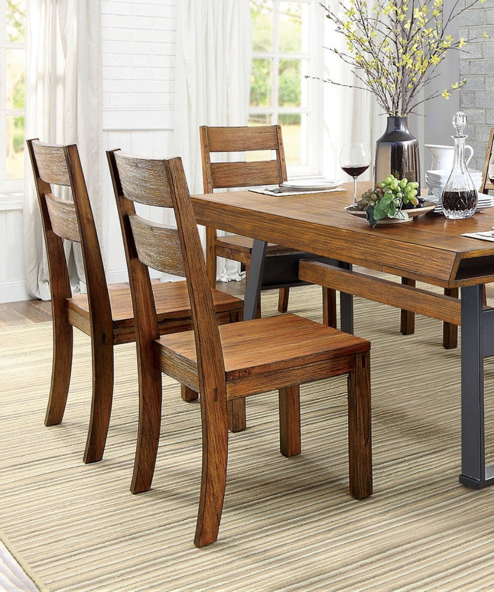 Dark Oak Dining Chairs Set of 2 Modern Rustic Style