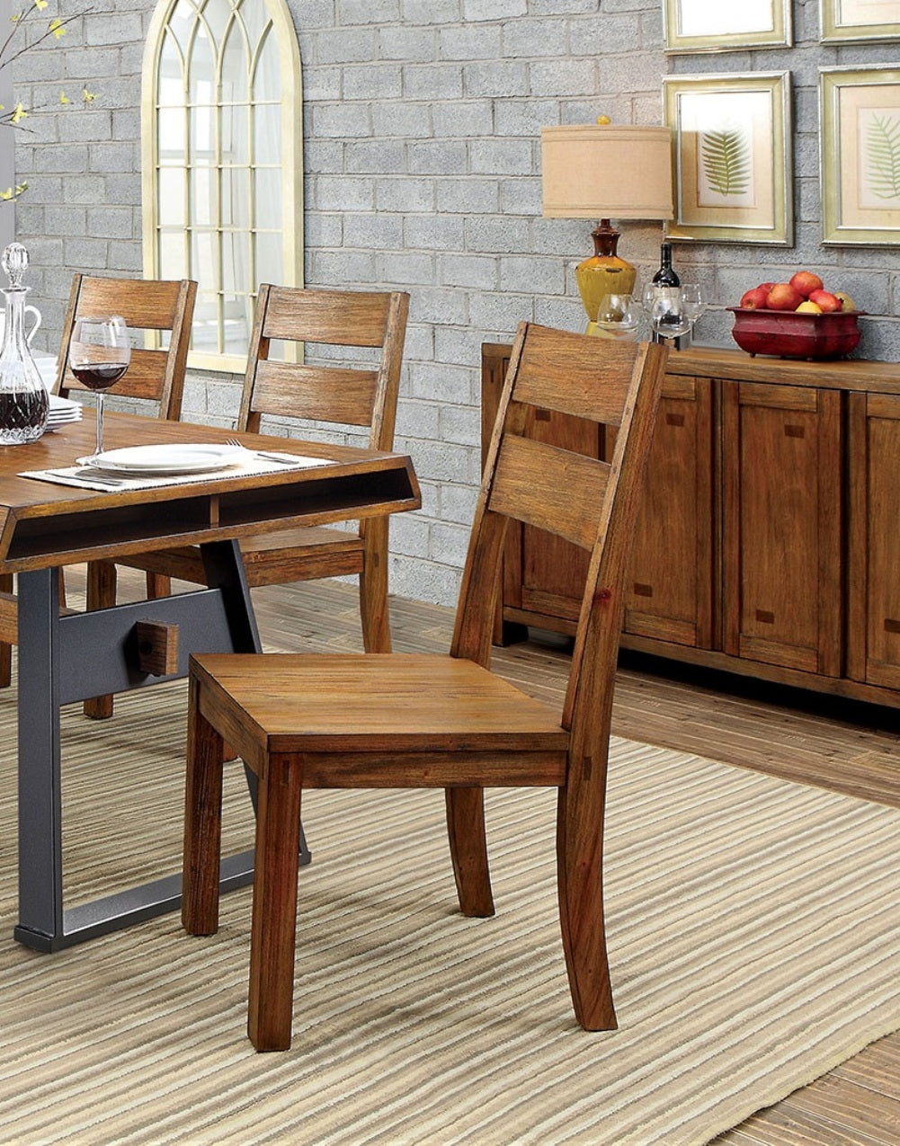 Dark Oak Dining Chairs Set of 2 Modern Rustic Style