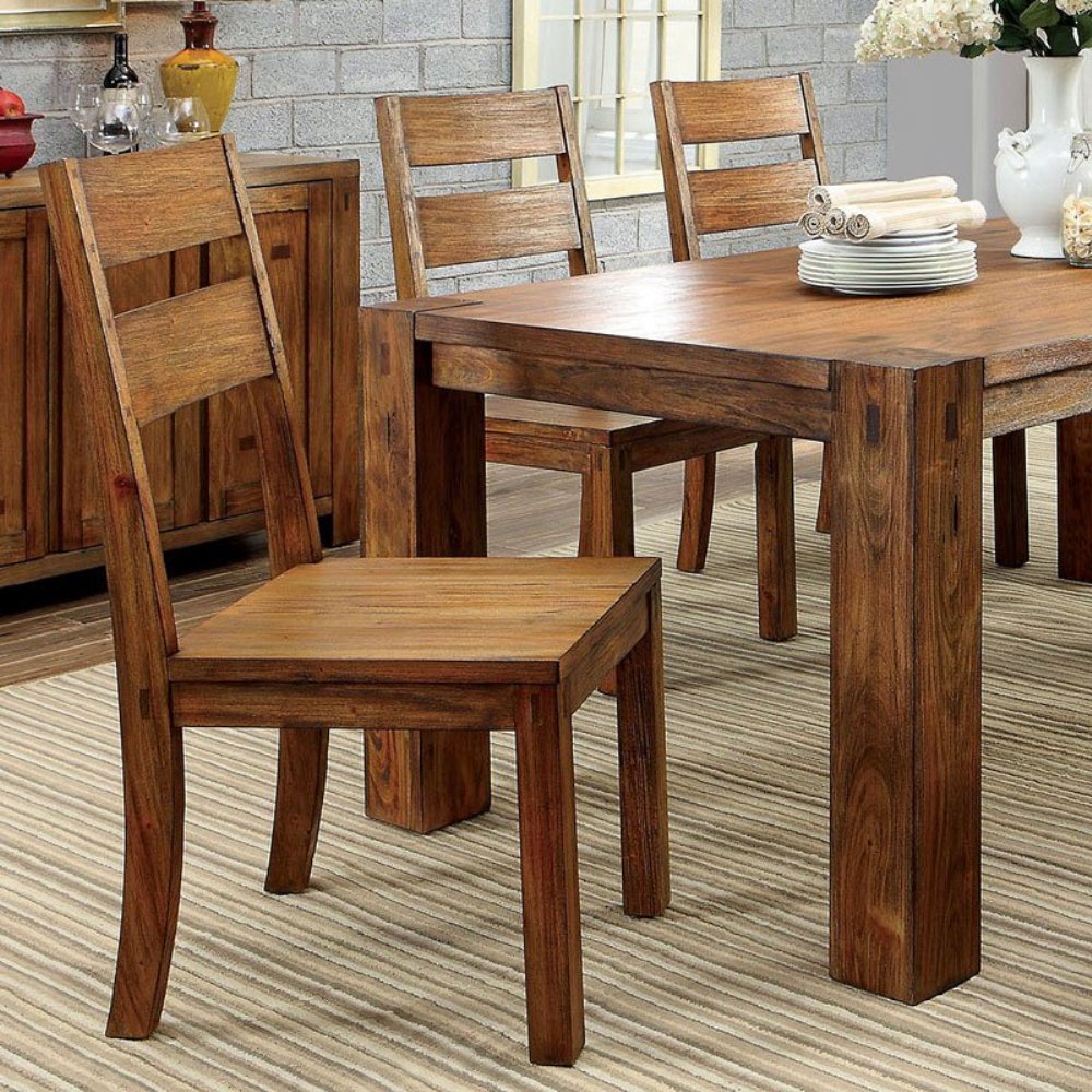 Dark Oak Dining Chairs Set of 2 Modern Rustic Style