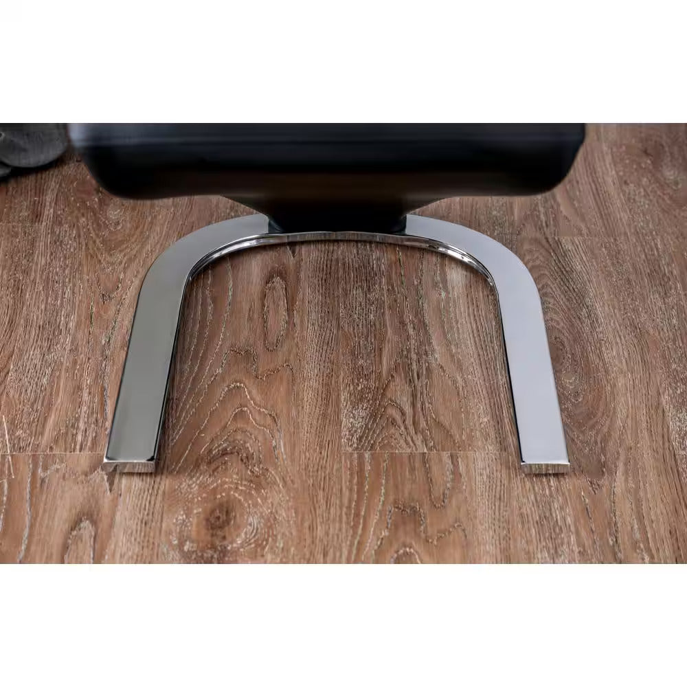 Contemporary Z-Shaped Dining Chairs - Black Leatherette, Metal Frame
