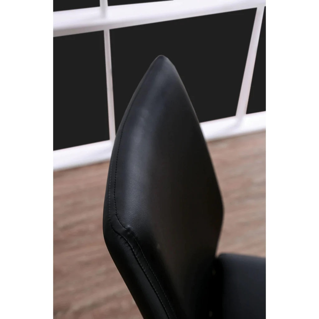 Contemporary Z-Shaped Dining Chairs - Black Leatherette, Metal Frame