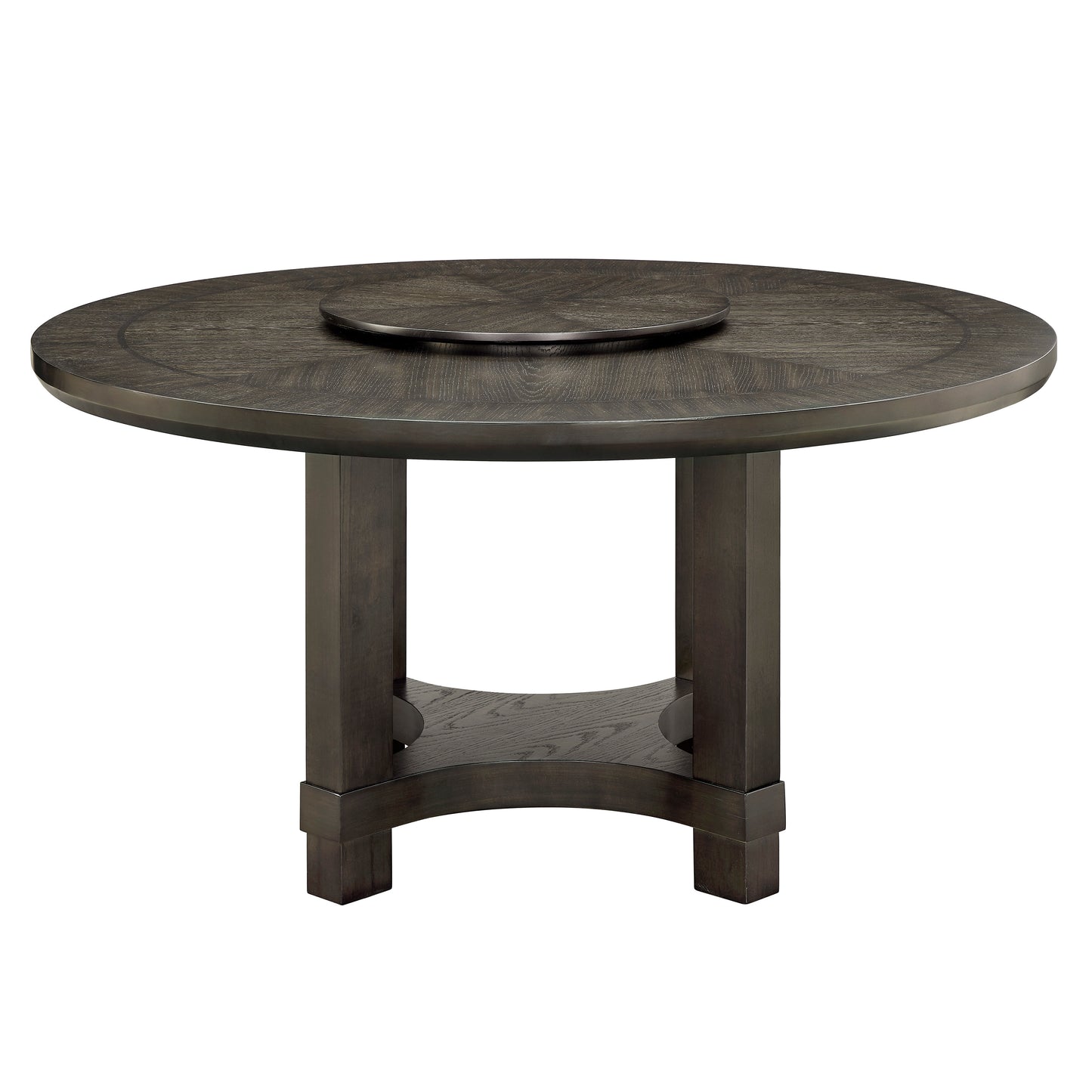 Round Wood Dining Table with Lazy Susan for Transitional Dining Room