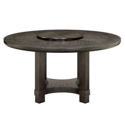 Round Wood Dining Table with Lazy Susan for Transitional Dining Room